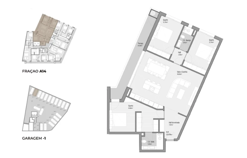 Apartamento T3 para Venda em Bougado (São Martinho e Santiago) Planta 1