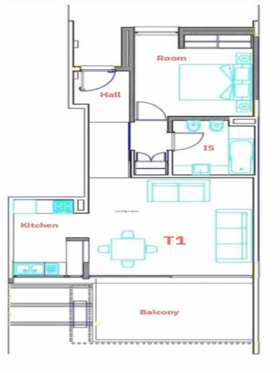 Apartamento T1 para Venda em Mexilhoeira Grande Planta 1
