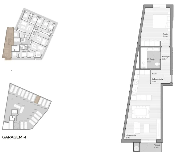 Apartamento T1 para Venda em Bougado (São Martinho e Santiago) Planta 1