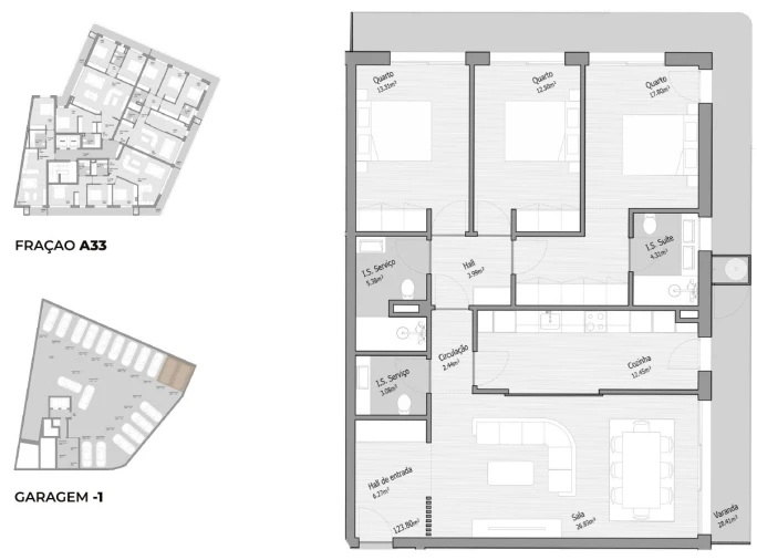 Apartamento T3 para Venda em Bougado (São Martinho e Santiago) Planta 1
