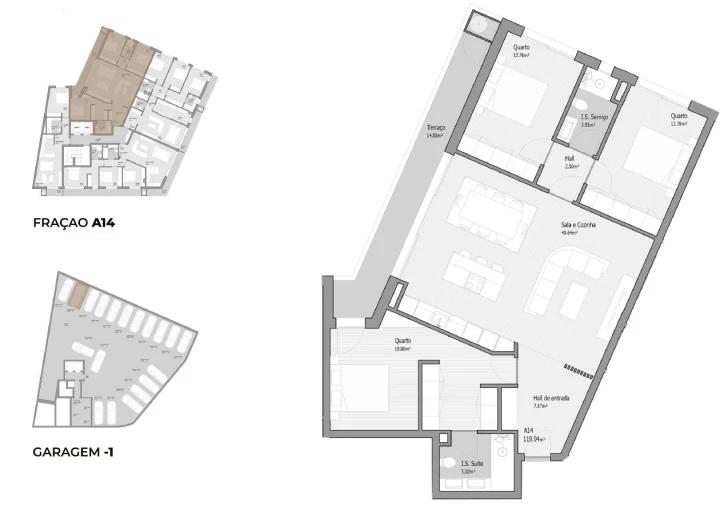 Apartamento T3 para Venda em Bougado (São Martinho e Santiago) Planta 1