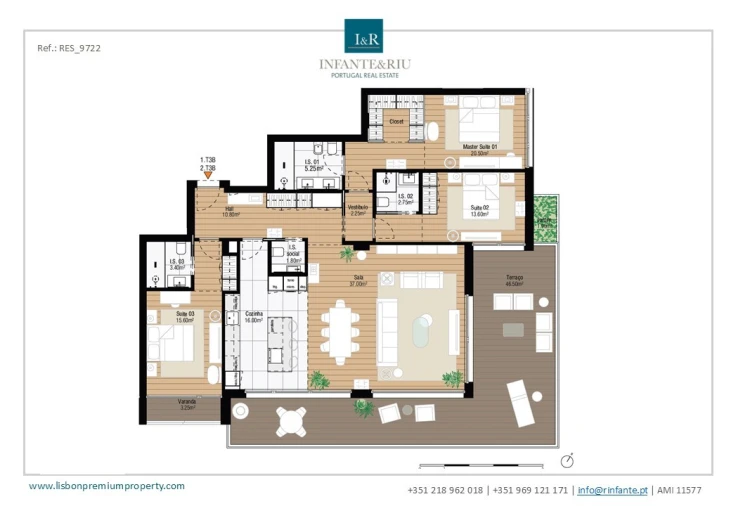 Apartamento T3 para Venda em Cascais e Estoril Planta 1