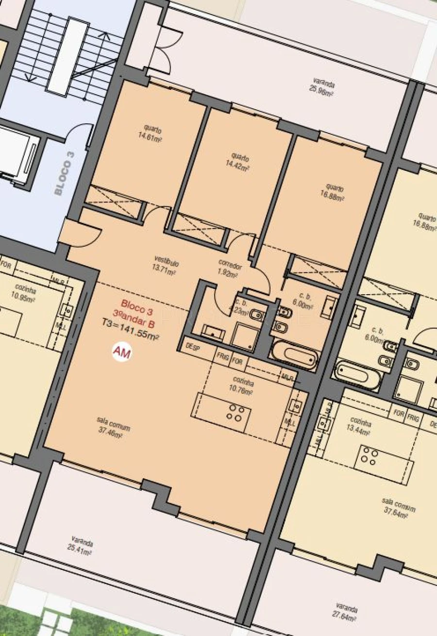 Apartamento T3 para Venda em Lagos (São Sebastião e Santa Maria) Planta 1