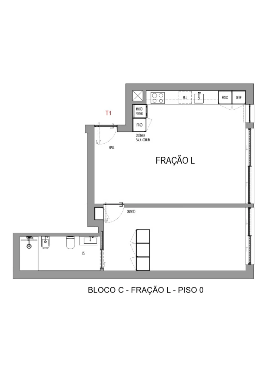 Apartamento T1 para Venda em Madalena Planta 1