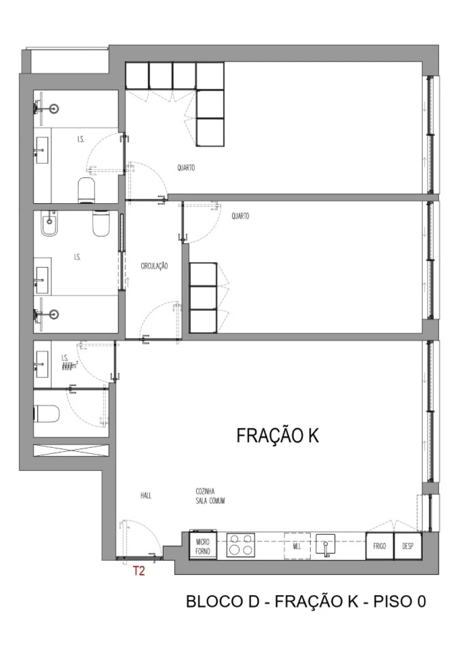 Apartamento T2 para Venda em Madalena Planta 1