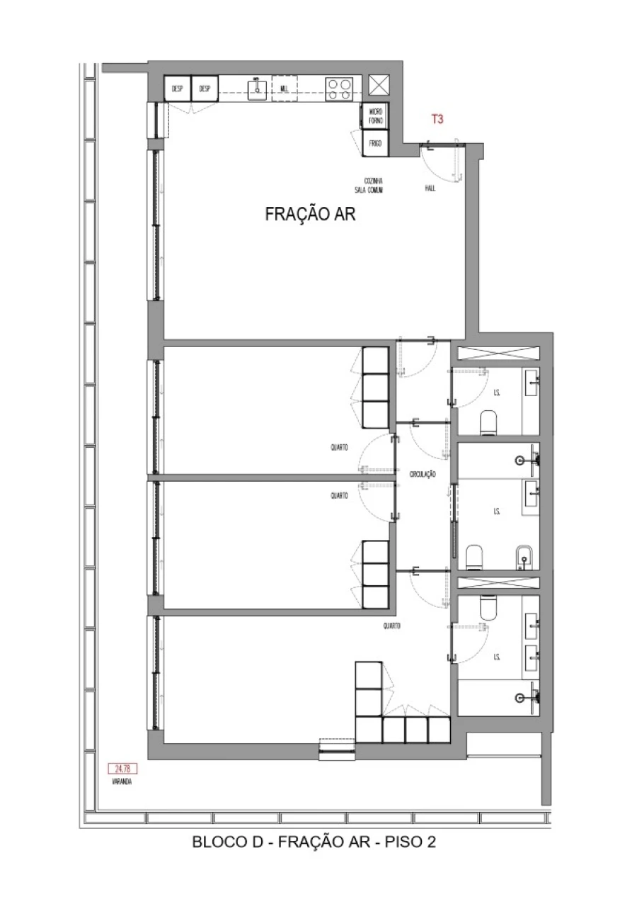 Apartamento T3 para Venda em Madalena Planta 1