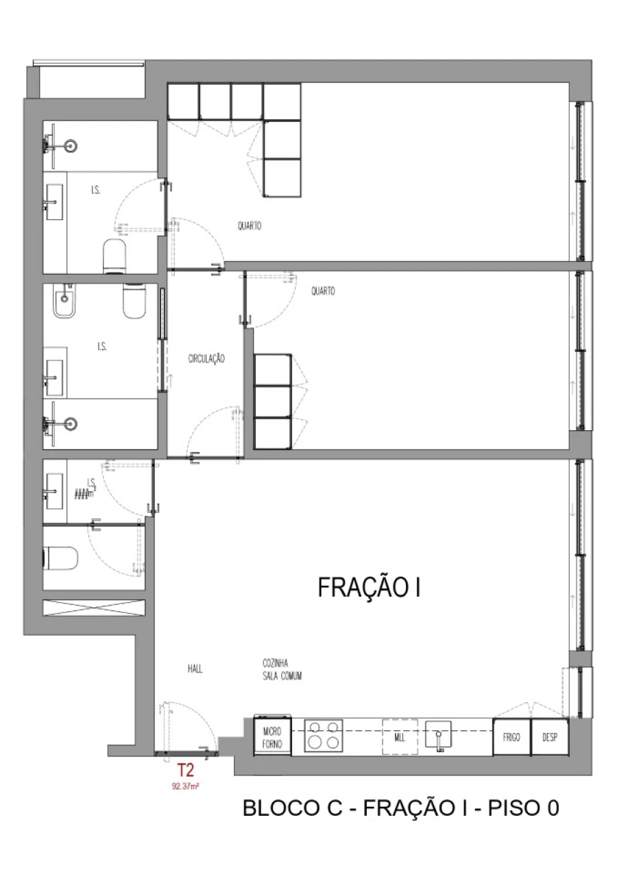 Apartamento T2 para Venda em Madalena Planta 1