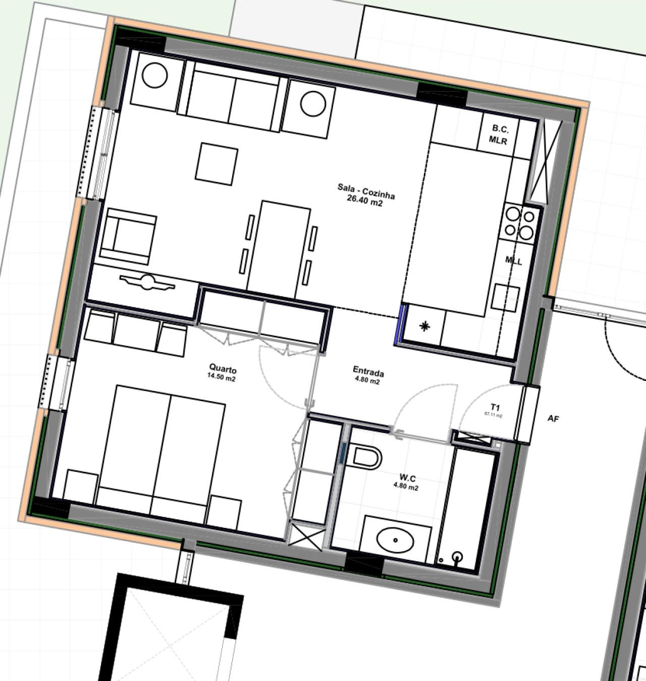 Apartamento T1 para Venda em Azurem Foto 27
