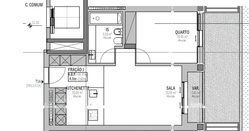 Apartamento T1 para Venda em Glória e Vera Cruz Planta 1