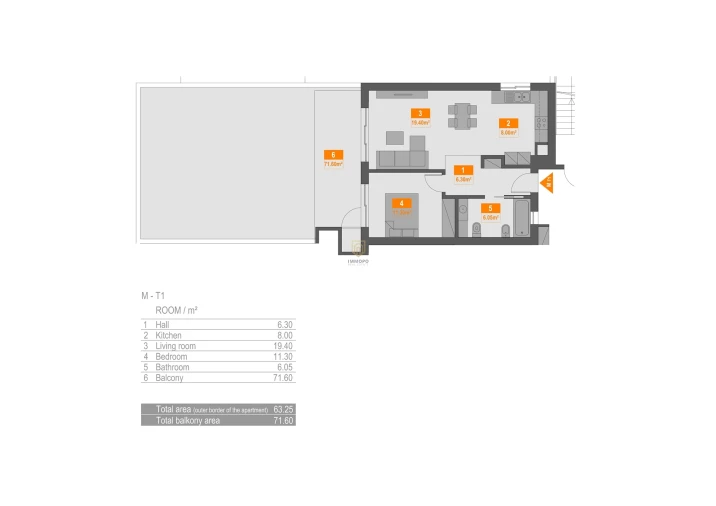 Apartamento T1 para Venda em Portimão Planta 1