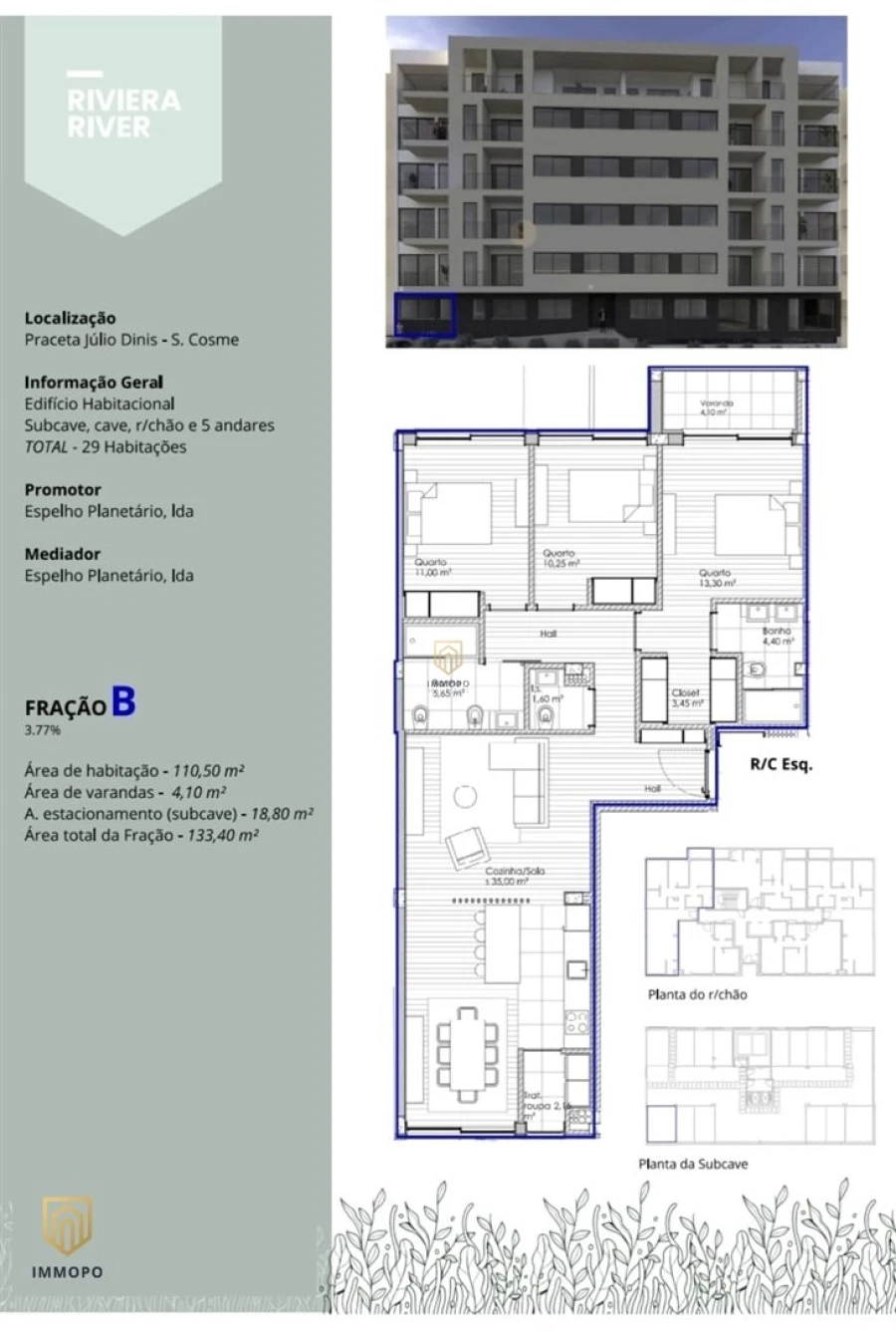 Apartamento T3 para Venda em Gondomar (São Cosme), Valbom e Jovim Planta 1