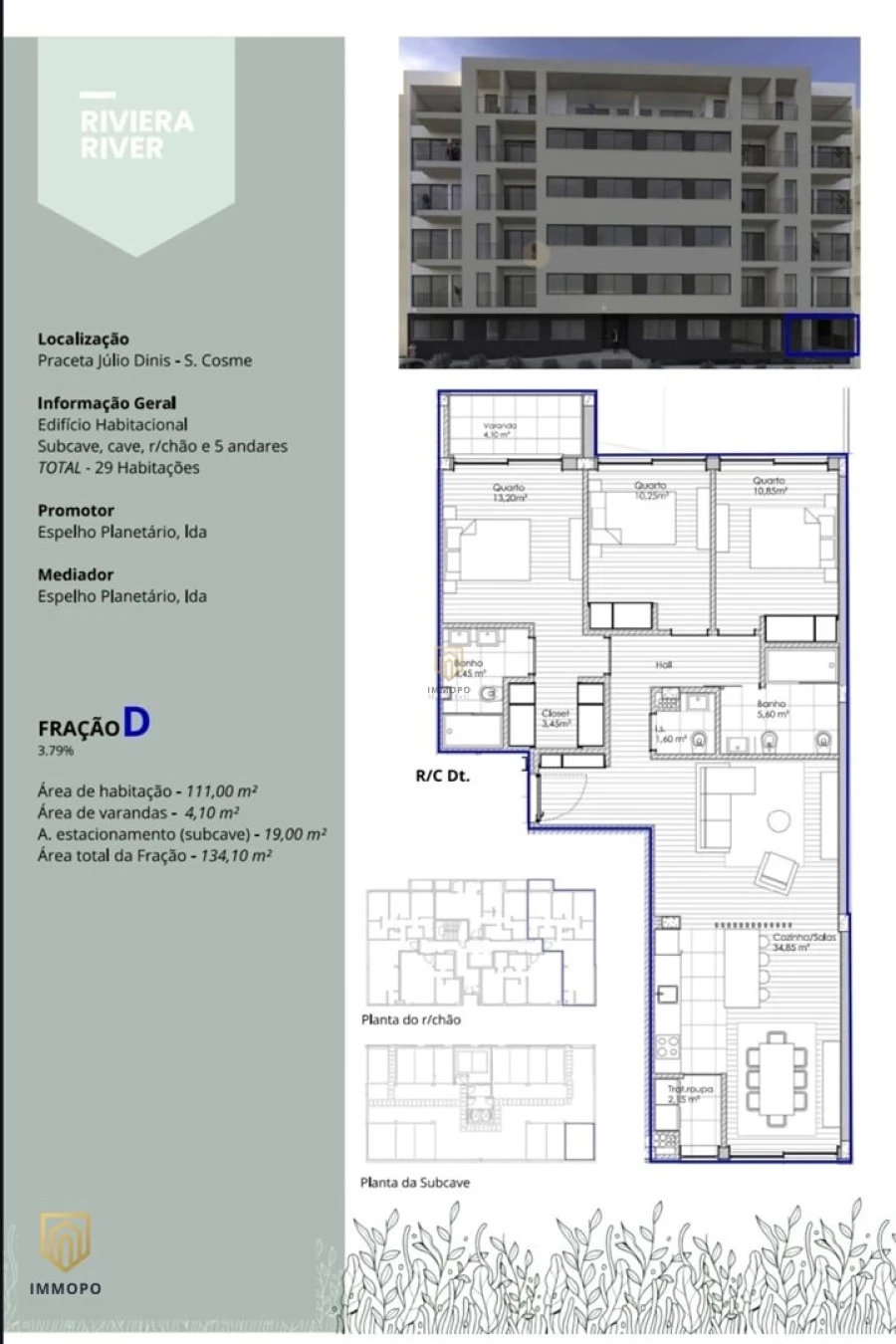 Apartamento T3 para Venda em Gondomar (São Cosme), Valbom e Jovim Planta 1