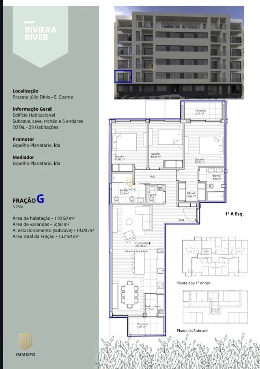 Apartamento T3 para Venda em Gondomar (São Cosme), Valbom e Jovim Planta 1