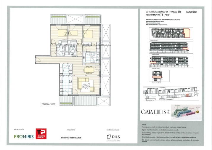 Apartamento T3 para Venda em Santa Marinha e São Pedro da Afurada Planta 1