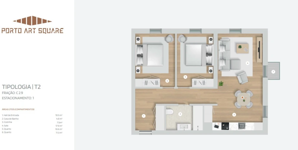Apartamento T2 para Venda em Cedofeita, Santo Ildefonso, Sé, Miragaia, São Nicolau e Vitória Planta 1
