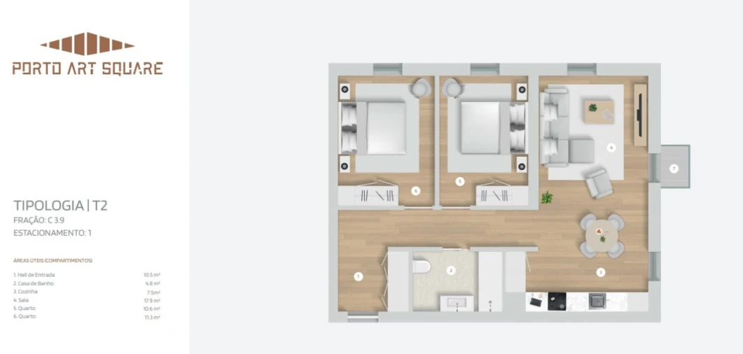 Apartamento T2 para Venda em Cedofeita, Santo Ildefonso, Sé, Miragaia, São Nicolau e Vitória Planta 1