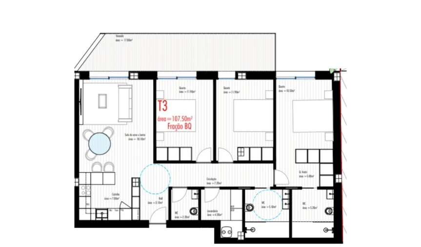 Apartamento T3 para Venda em Freamunde Planta 2