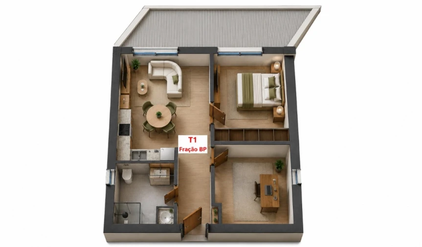 Apartamento T1 para Venda em Freamunde Planta 1