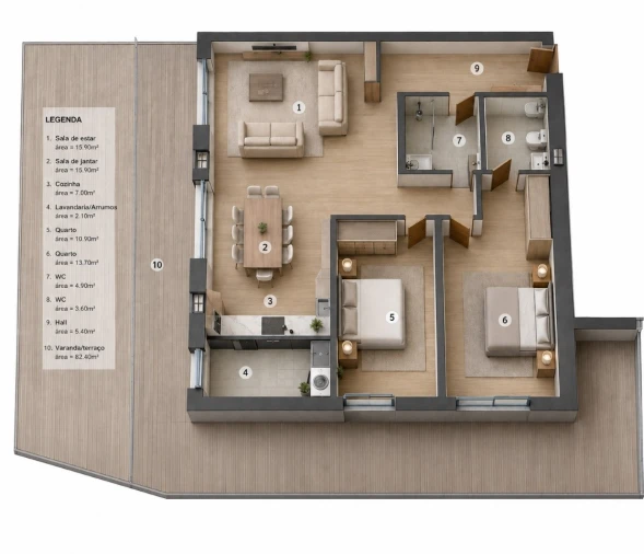 Apartamento T2 para Venda em Freamunde Planta 1