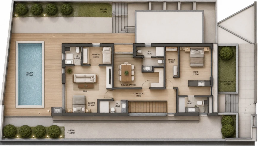 Moradia T3 para Venda em Madalena Planta 1