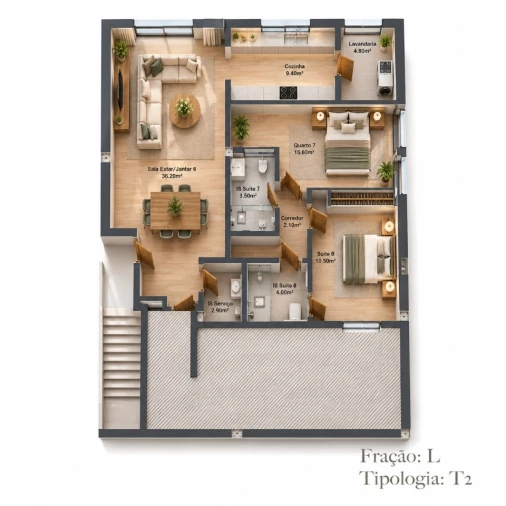 Apartamento T2 para Venda em Rio Tinto Planta 1