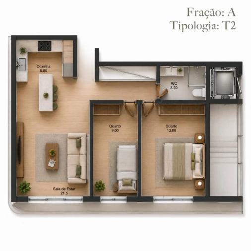 Apartamento T2 para Venda em Rio Tinto Planta 1