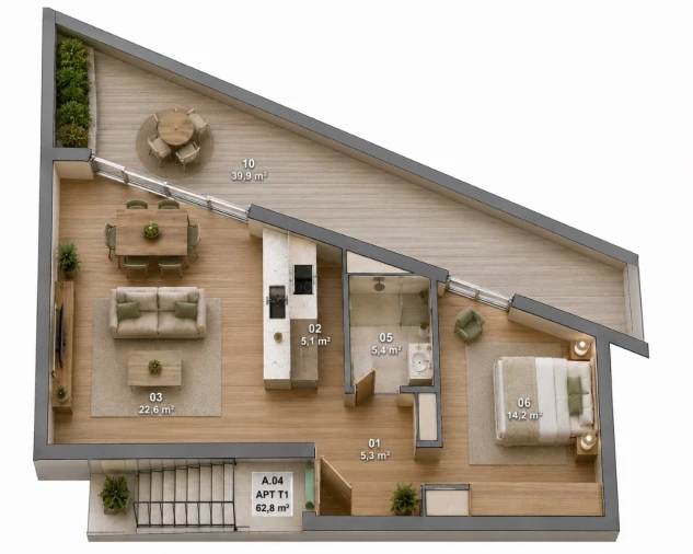 Apartamento T1 para Venda em Matosinhos e Leça da Palmeira Planta 1