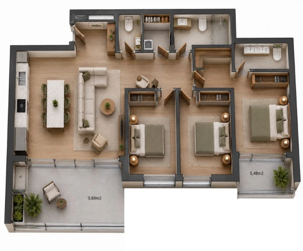 Apartamento T3 para Venda em Matosinhos e Leça da Palmeira Planta 1