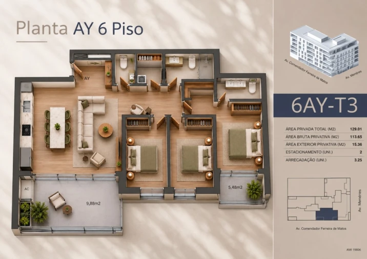Apartamento T3 para Venda em Matosinhos e Leça da Palmeira Planta 1