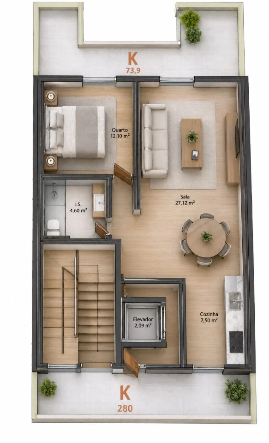 Apartamento T1 para Venda em São Mamede de Infesta e Senhora da Hora Planta 1