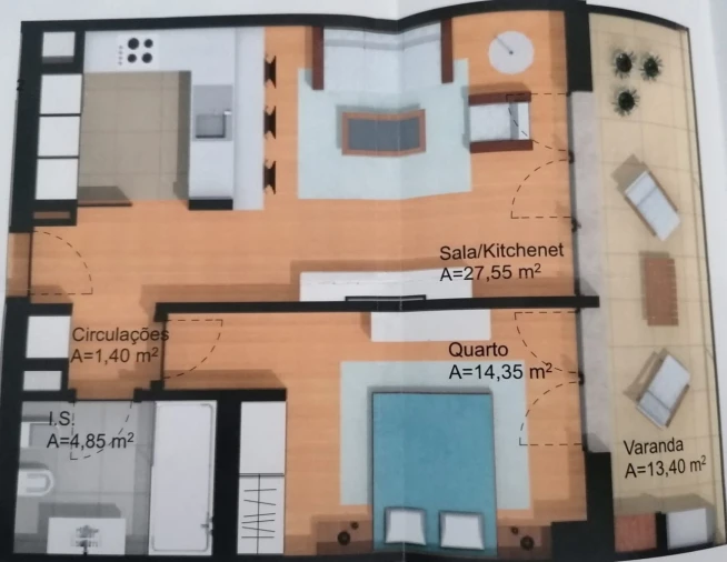 Apartamento T1 para Venda em Seixal, Arrentela e Aldeia de Paio Pires Planta 1