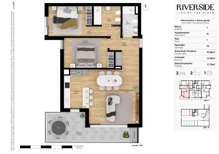 Apartamento T2 para Venda em Pombal Planta 1