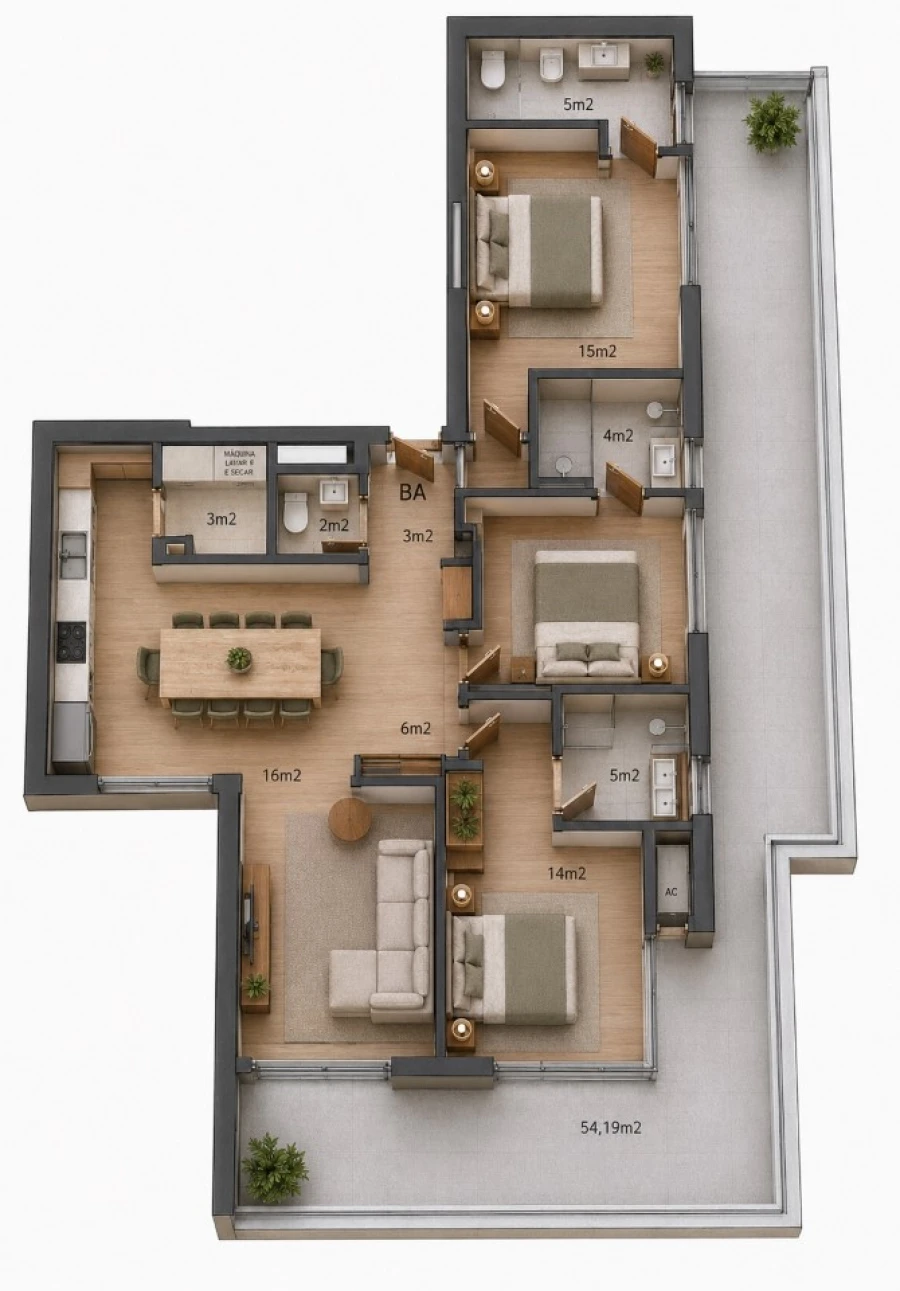 Apartamento T3 para Venda em Matosinhos e Leça da Palmeira Planta 1