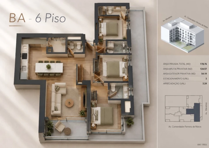 Apartamento T3 para Venda em Matosinhos e Leça da Palmeira Planta 1