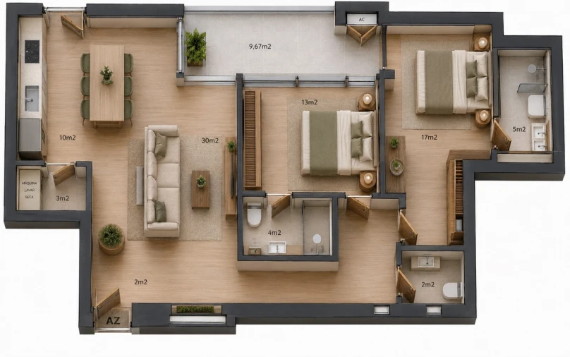 Apartamento T2 para Venda em Matosinhos e Leça da Palmeira Planta 1