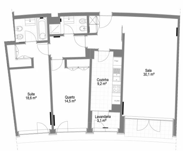 Apartamento T2 para Venda em Santa Marinha e São Pedro da Afurada Planta 1