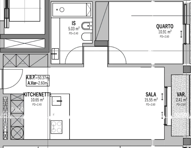 Apartamento T1 para Venda em Glória e Vera Cruz Planta 1