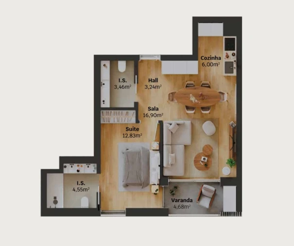 Apartamento T1 para Venda em Glória e Vera Cruz Planta 1
