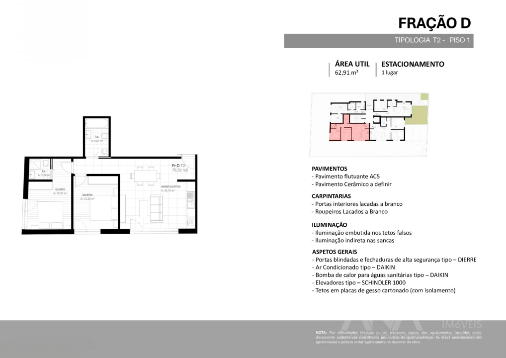 Apartamento T2 para Venda em Viseu Planta 2