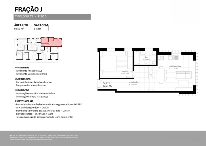 Apartamento T1 para Venda em Viseu Planta 1