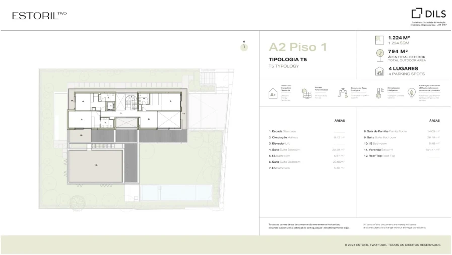 Moradia T5 para Venda em Cascais e Estoril Planta 2