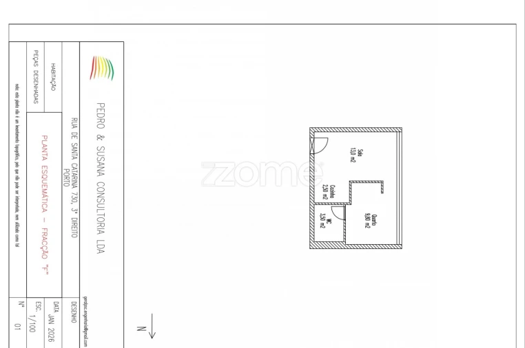 Apartamento T1 para Venda em Cedofeita, Santo Ildefonso, Sé, Miragaia, São Nicolau e Vitória Planta 1