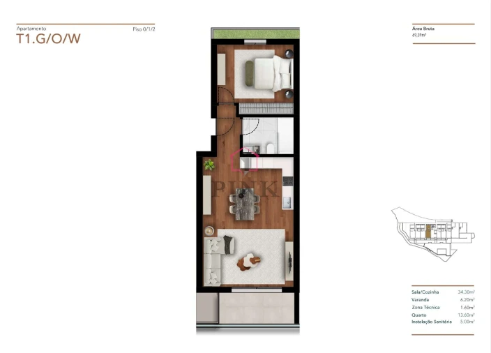 Apartamento T1 para Venda em Imaculado Coração de Maria Foto 14