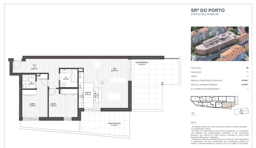 Apartamento T2 para Venda em Ramalde Planta 1
