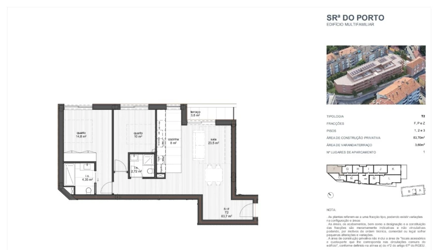 Apartamento T2 para Venda em Ramalde Planta 1