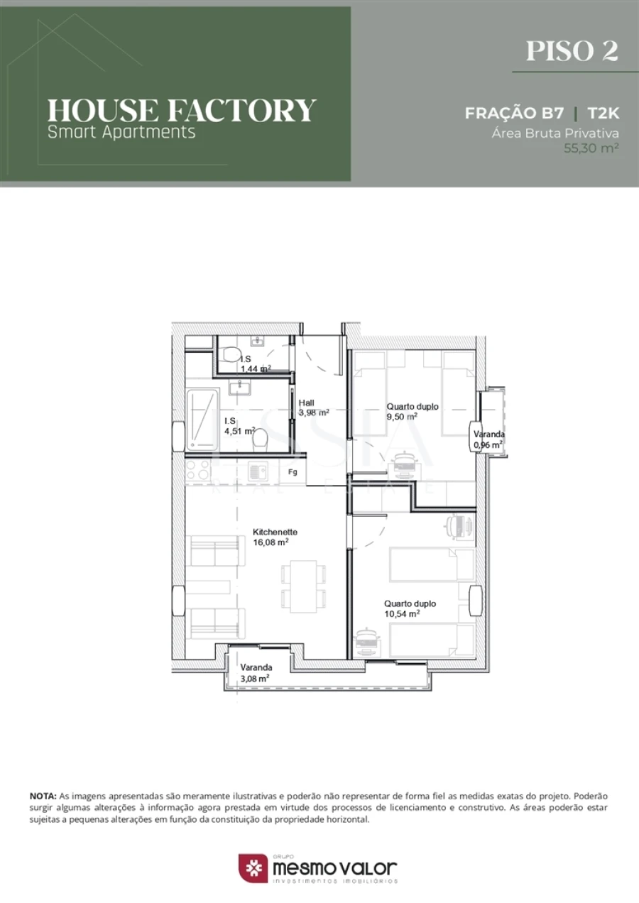 Apartamento T2 para Venda em Paranhos Planta 1