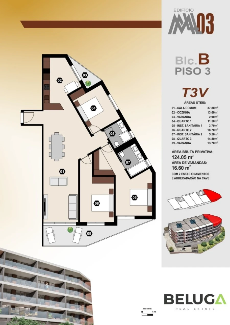 Apartamento T3 para Venda em Camara de Lobos Planta 1