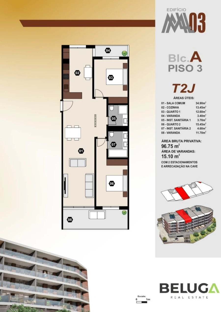 Apartamento T2 para Venda em Camara de Lobos Planta 1