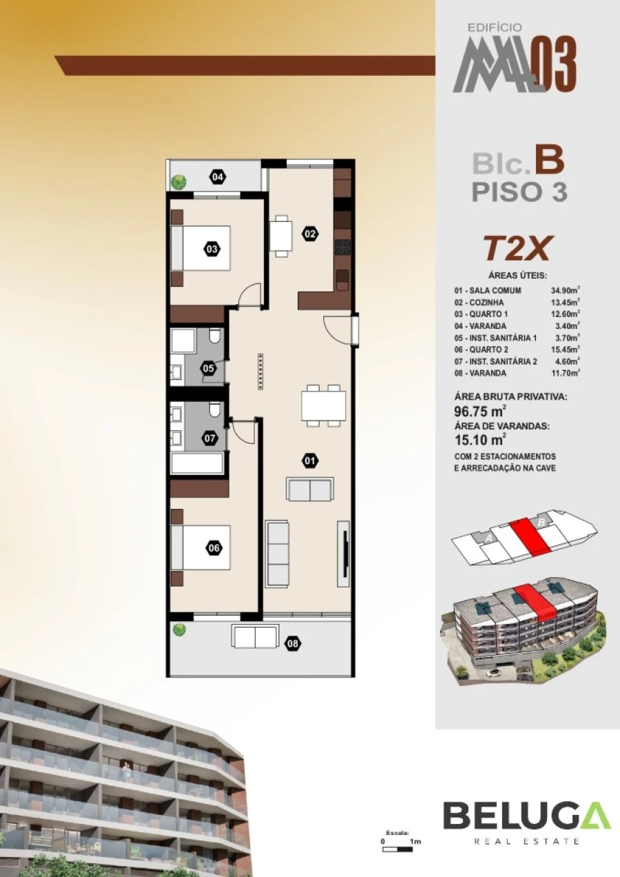 Apartamento T2 para Venda em Camara de Lobos Planta 1