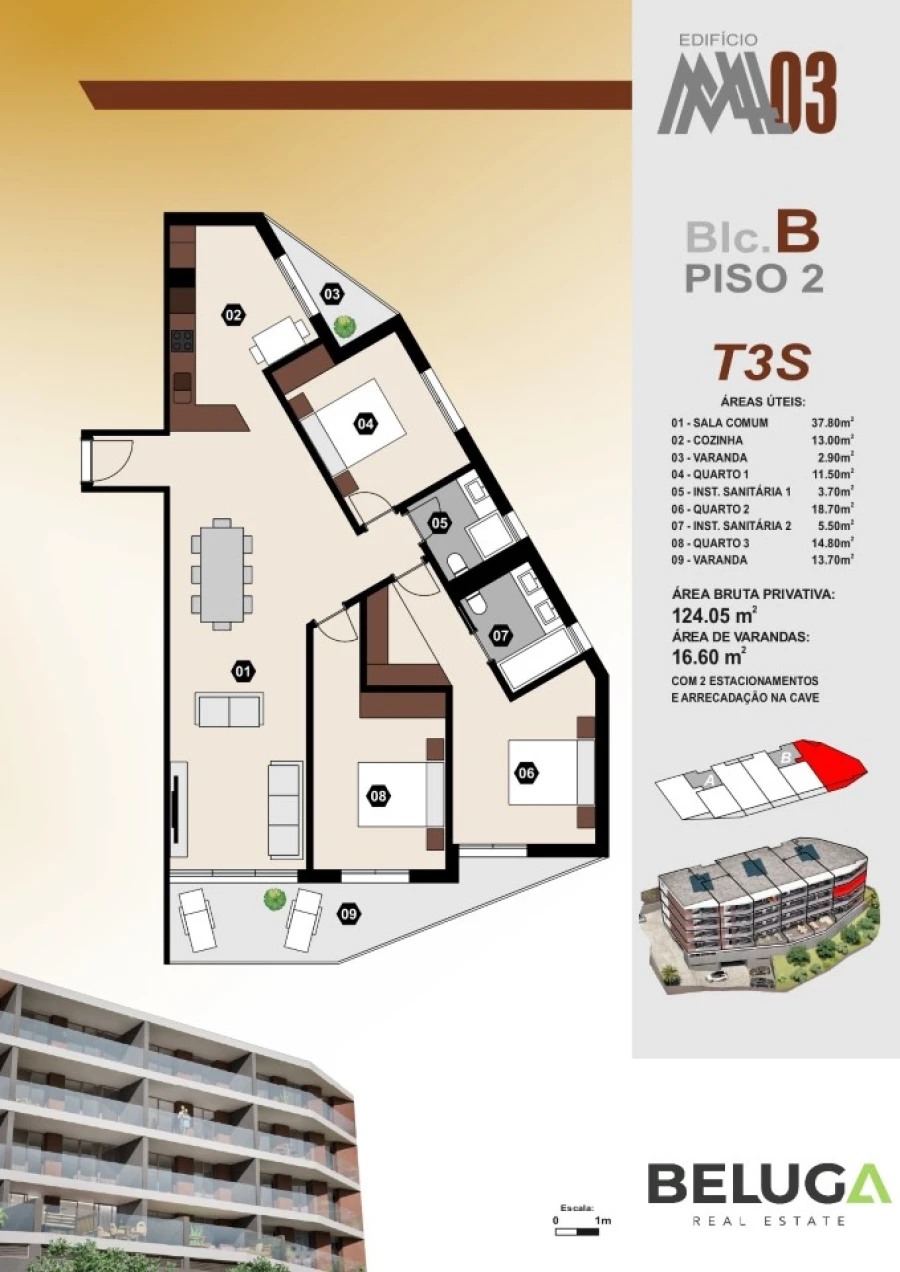 Apartamento T3 para Venda em Camara de Lobos Planta 1